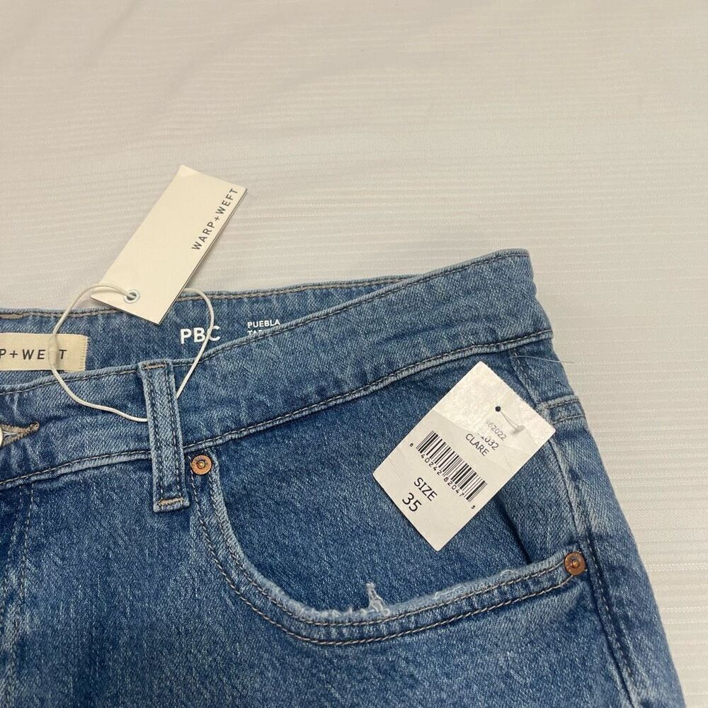 NWT Warp + Weft Clare Puebla Tapered Denim Jeans Size 35 X 32 New - Picture 6 of 10